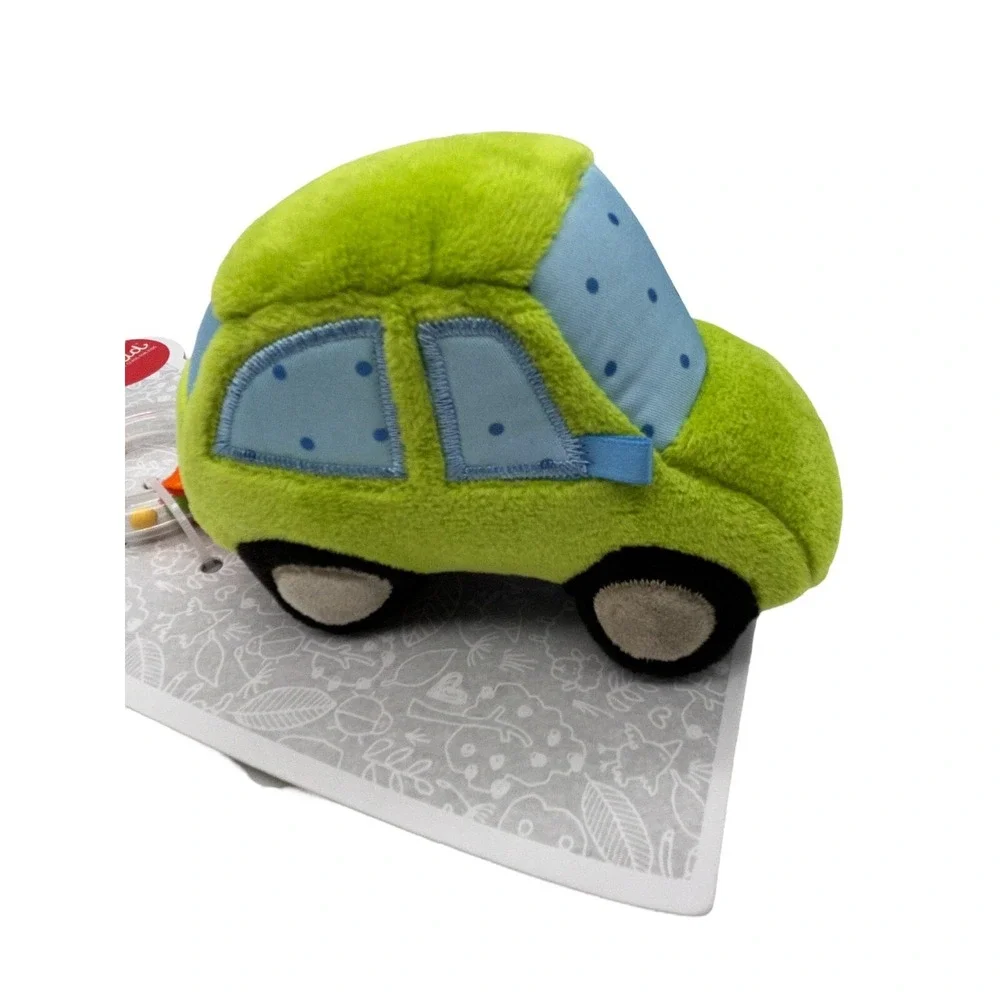 Sigikid Play & Cool Baby Plush Car Rattle Ring Crackling Foil Squeaker Green New
